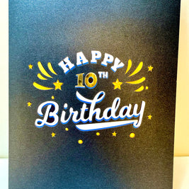 10th Golden Happy Birthday with Presents Origami Pop Cards 3D Pop Up Greeting Card Thank You Handmade Gift Thinking of You Happy Birthday Occasion Australiana Celebrate the Beauty and Happiness During Special Day Best Wishes Gift