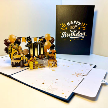 10th Golden Happy Birthday with Presents Origami Pop Cards 3D Pop Up Greeting Card Thank You Handmade Gift Thinking of You Happy Birthday Occasion Australiana Celebrate the Beauty and Happiness During Special Day Best Wishes Gift