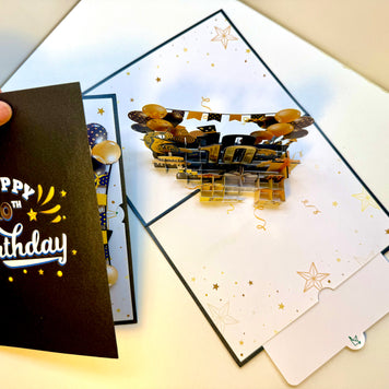 10th Golden Happy Birthday with Presents Origami Pop Cards 3D Pop Up Greeting Card Thank You Handmade Gift Thinking of You Happy Birthday Occasion Australiana Celebrate the Beauty and Happiness During Special Day Best Wishes Gift