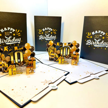 10th Golden Happy Birthday with Presents Origami Pop Cards 3D Pop Up Greeting Card Thank You Handmade Gift Thinking of You Happy Birthday Occasion Australiana Celebrate the Beauty and Happiness During Special Day Best Wishes Gift