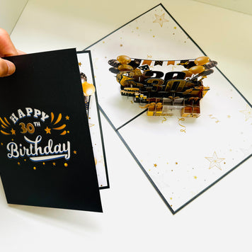 30th Golden Happy Birthday with Presents Origami Pop Cards 3D Pop Up Greeting Card Thank You Handmade Gift Thinking of You Happy Birthday Occasion Australiana Celebrate the Beauty and Happiness During Special Day Best Wishes Gift
