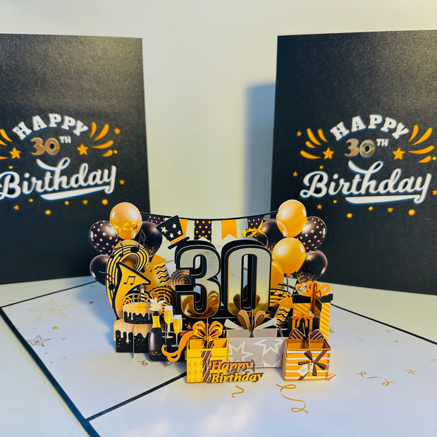 30th Golden Happy Birthday with Presents Origami Pop Cards 3D Pop Up Greeting Card Thank You Handmade Gift Thinking of You Happy Birthday Occasion Australiana Celebrate the Beauty and Happiness During Special Day Best Wishes Gift