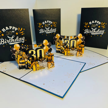 30th Golden Happy Birthday with Presents Origami Pop Cards 3D Pop Up Greeting Card Thank You Handmade Gift Thinking of You Happy Birthday Occasion Australiana Celebrate the Beauty and Happiness During Special Day Best Wishes Gift