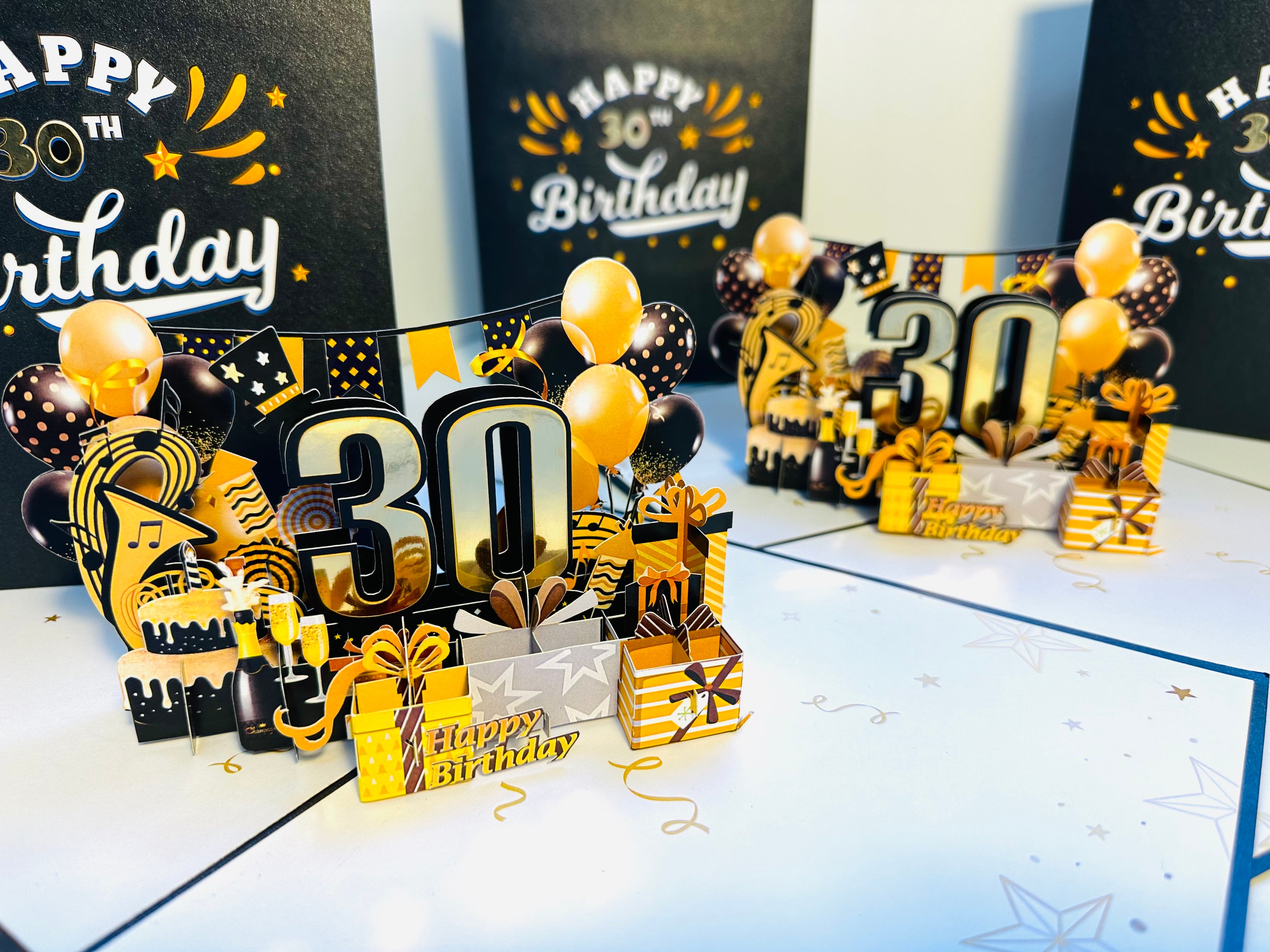 30th Golden Happy Birthday with Presents Origami Pop Cards 3D Pop Up Greeting Card Thank You Handmade Gift Thinking of You Happy Birthday Occasion Australiana Celebrate the Beauty and Happiness During Special Day Best Wishes Gift