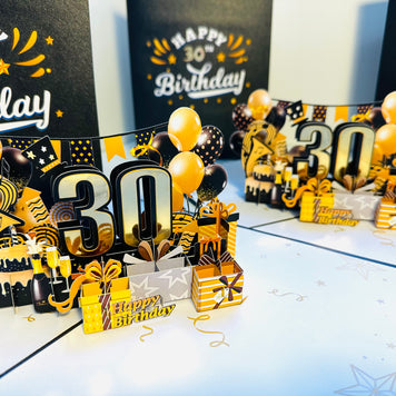 30th Golden Happy Birthday with Presents Origami Pop Cards 3D Pop Up Greeting Card Thank You Handmade Gift Thinking of You Happy Birthday Occasion Australiana Celebrate the Beauty and Happiness During Special Day Best Wishes Gift