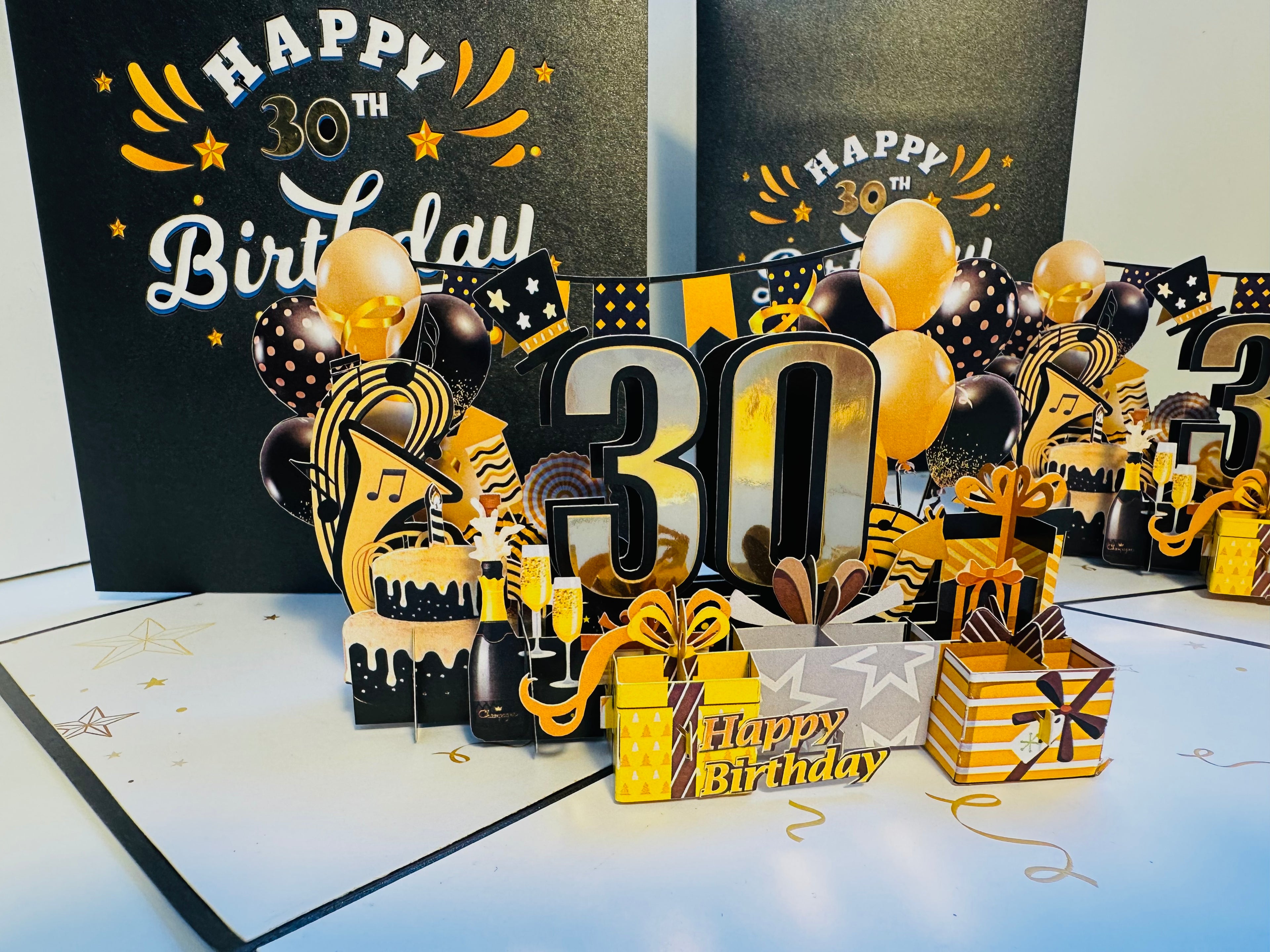 30th Golden Happy Birthday with Presents Origami Pop Cards 3D Pop Up Greeting Card Thank You Handmade Gift Thinking of You Happy Birthday Occasion Australiana Celebrate the Beauty and Happiness During Special Day Best Wishes Gift