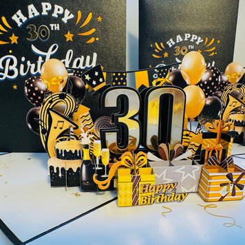 30th Golden Happy Birthday with Presents Origami Pop Cards 3D Pop Up Greeting Card Thank You Handmade Gift Thinking of You Happy Birthday Occasion Australiana Celebrate the Beauty and Happiness During Special Day Best Wishes Gift