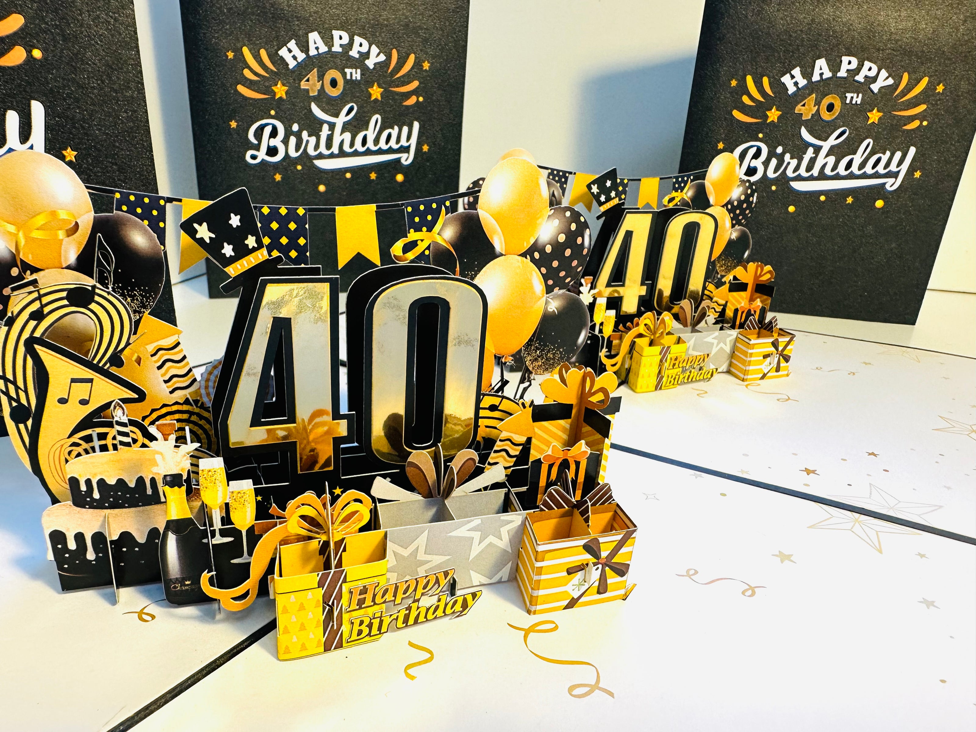 40th Golden Happy Birthday with Presents Origami Pop Cards 3D Pop Up Greeting Card Thank You Handmade Gift Thinking of You Happy Birthday Occasion Australiana Celebrate the Beauty and Happiness During Special Day Best Wishes Gift