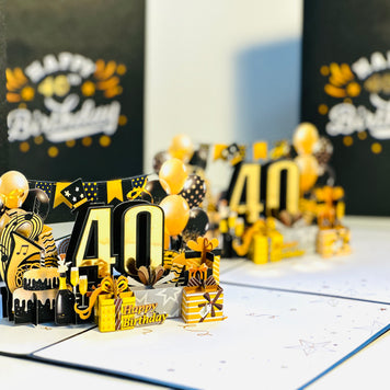 40th Golden Happy Birthday with Presents Origami Pop Cards 3D Pop Up Greeting Card Thank You Handmade Gift Thinking of You Happy Birthday Occasion Australiana Celebrate the Beauty and Happiness During Special Day Best Wishes Gift