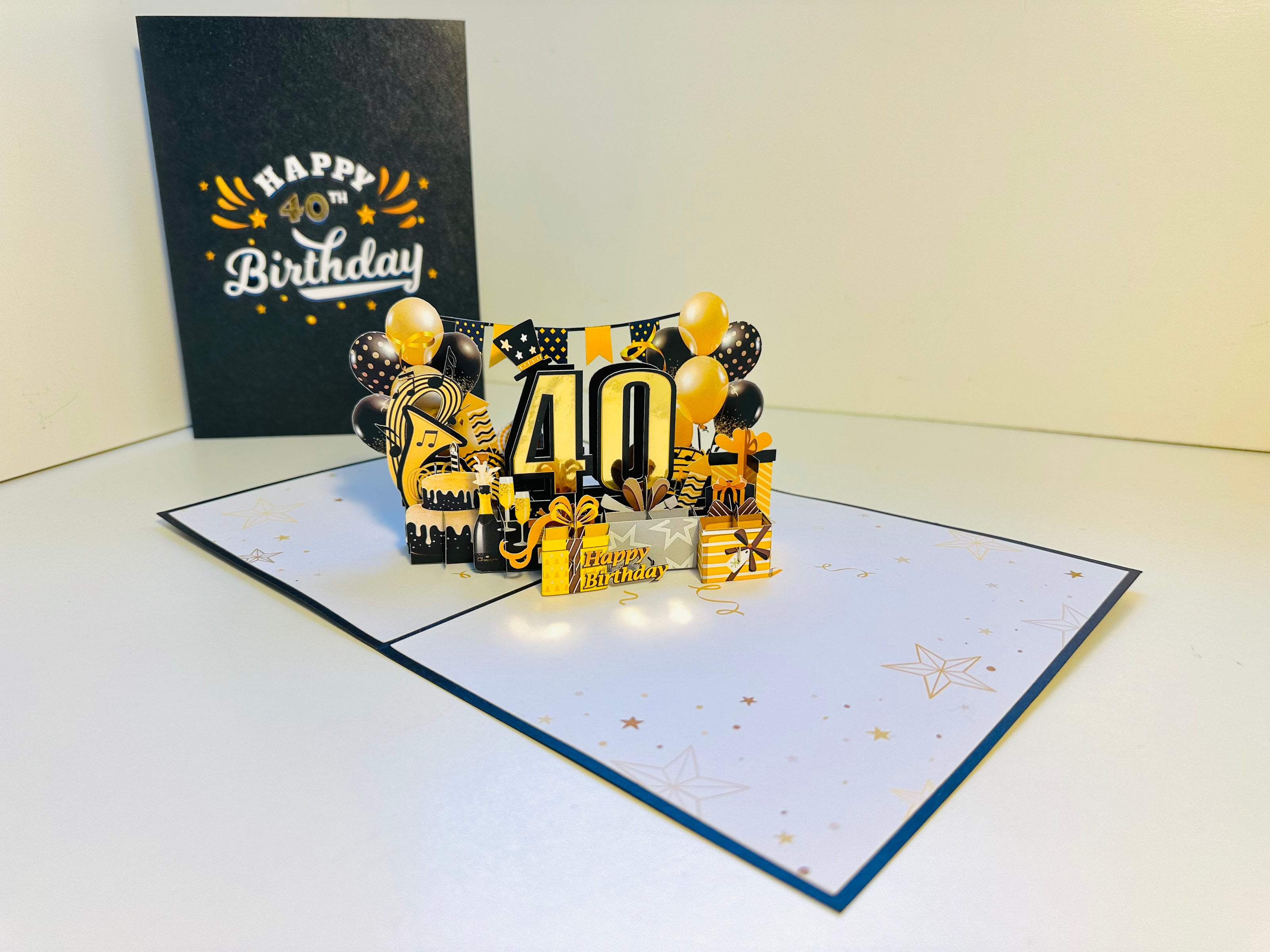 40th Golden Happy Birthday with Presents Origami Pop Cards 3D Pop Up Greeting Card Thank You Handmade Gift Thinking of You Happy Birthday Occasion Australiana Celebrate the Beauty and Happiness During Special Day Best Wishes Gift