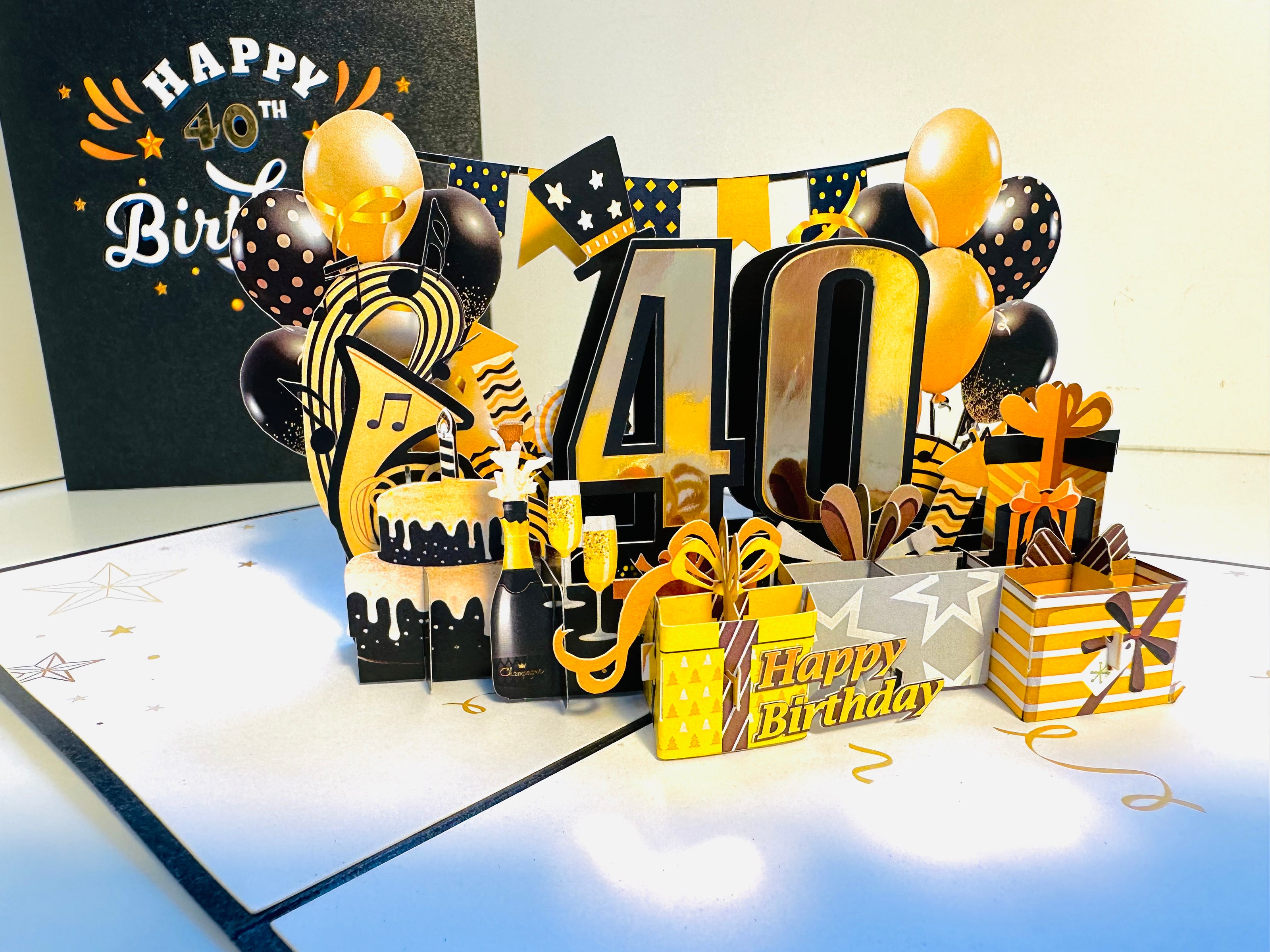 40th Golden Happy Birthday with Presents Origami Pop Cards 3D Pop Up Greeting Card Thank You Handmade Gift Thinking of You Happy Birthday Occasion Australiana Celebrate the Beauty and Happiness During Special Day Best Wishes Gift