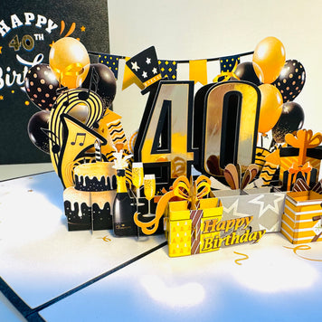 40th Golden Happy Birthday with Presents Origami Pop Cards 3D Pop Up Greeting Card Thank You Handmade Gift Thinking of You Happy Birthday Occasion Australiana Celebrate the Beauty and Happiness During Special Day Best Wishes Gift