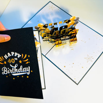 40th Golden Happy Birthday with Presents Origami Pop Cards 3D Pop Up Greeting Card Thank You Handmade Gift Thinking of You Happy Birthday Occasion Australiana Celebrate the Beauty and Happiness During Special Day Best Wishes Gift