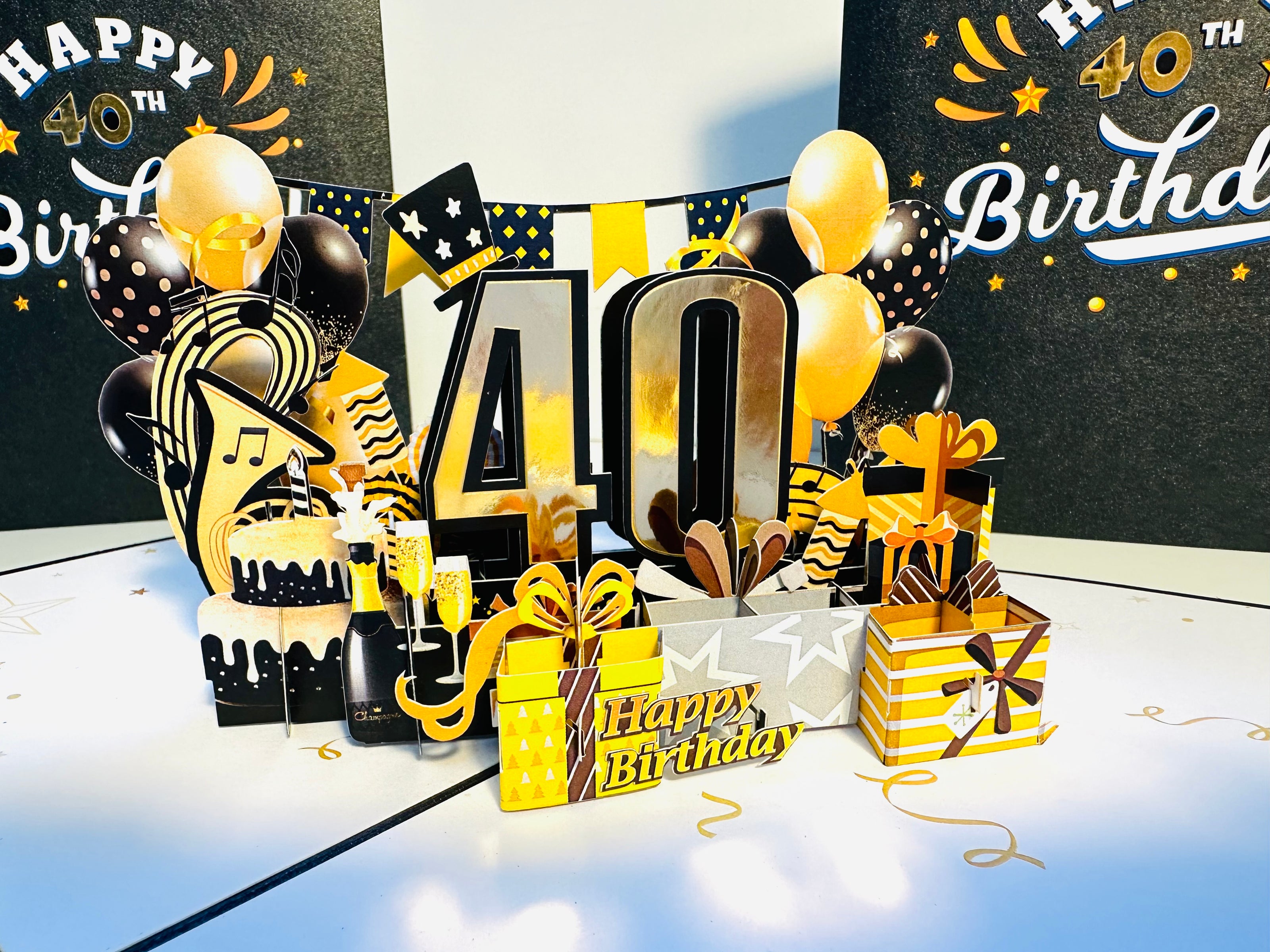 40th Golden Happy Birthday with Presents Origami Pop Cards 3D Pop Up Greeting Card Thank You Handmade Gift Thinking of You Happy Birthday Occasion Australiana Celebrate the Beauty and Happiness During Special Day Best Wishes Gift