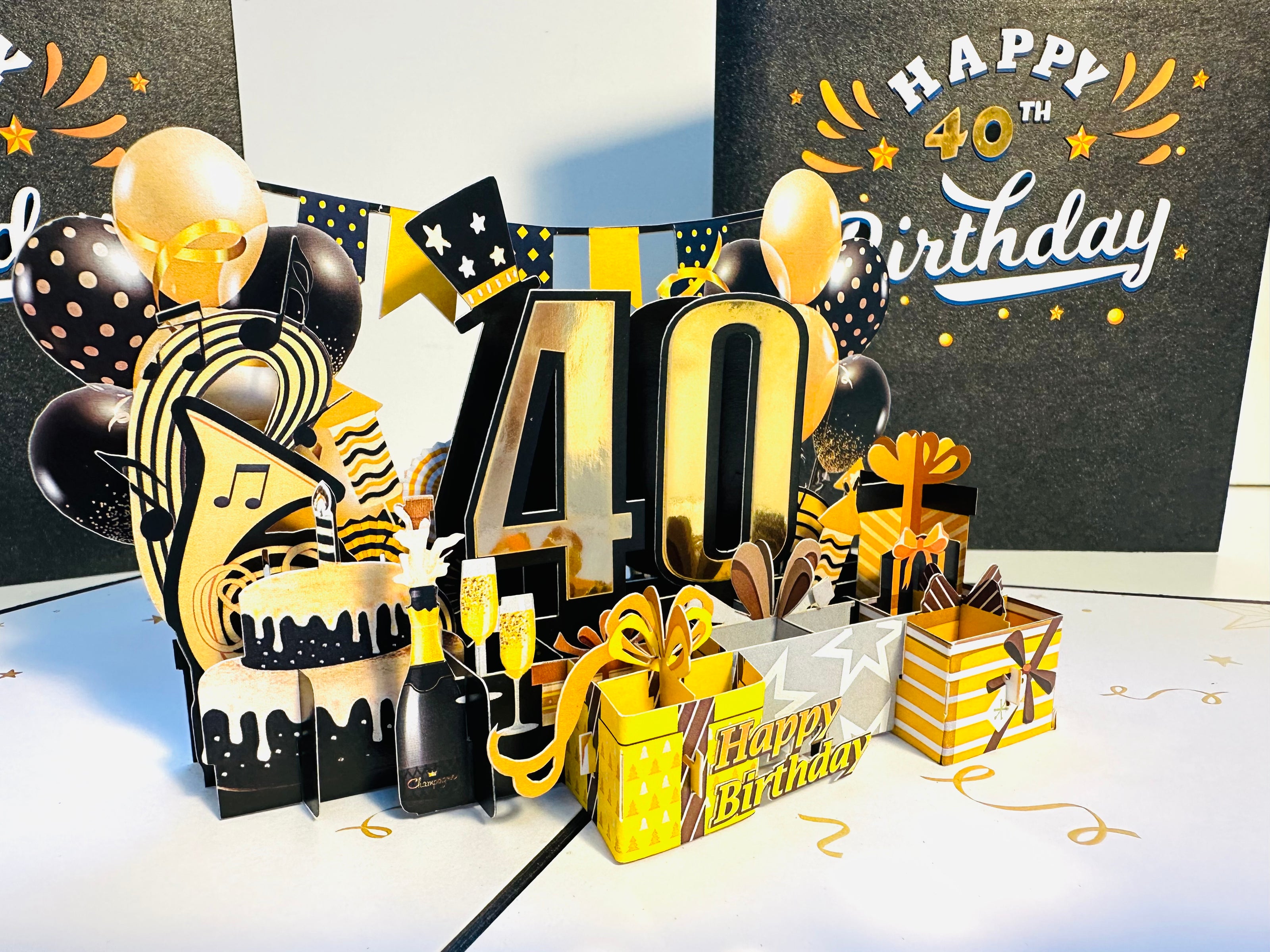 40th Golden Happy Birthday with Presents Origami Pop Cards 3D Pop Up Greeting Card Thank You Handmade Gift Thinking of You Happy Birthday Occasion Australiana Celebrate the Beauty and Happiness During Special Day Best Wishes Gift
