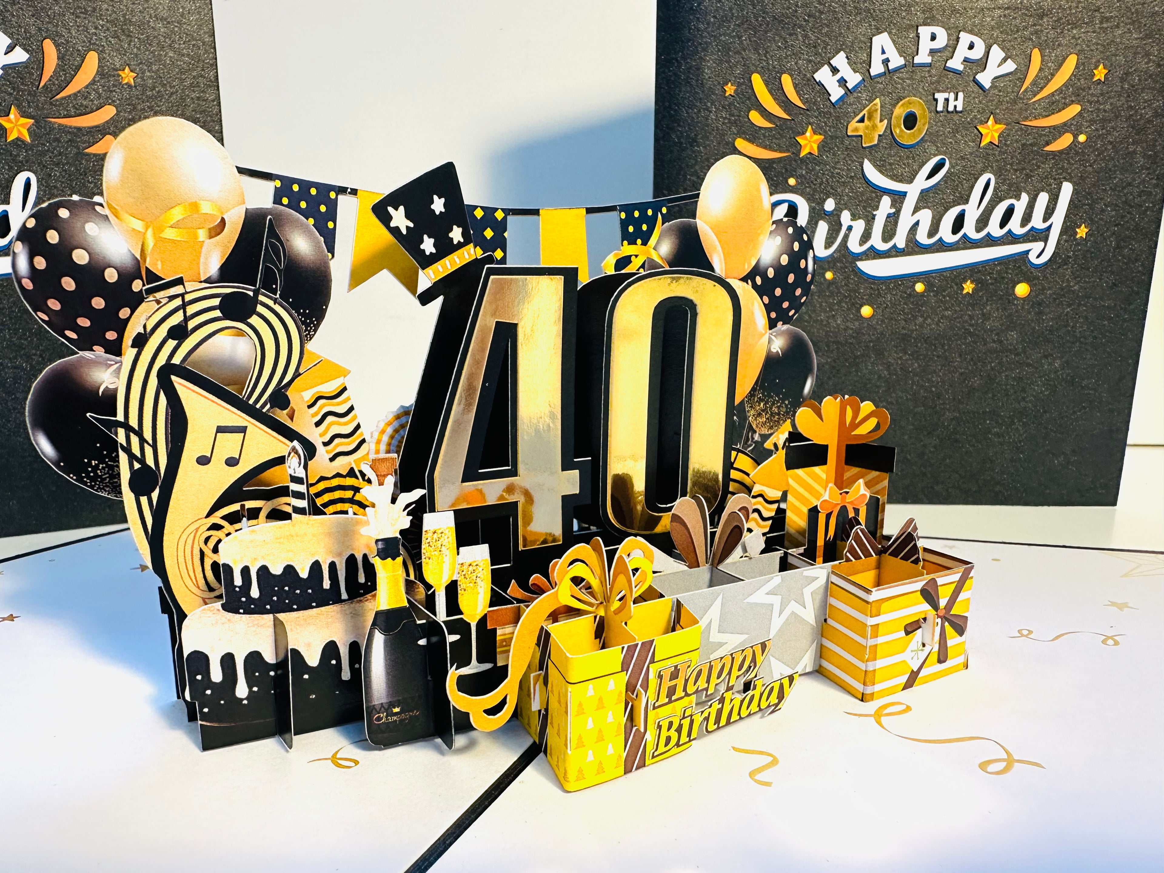 40th Golden Happy Birthday with Presents Origami Pop Cards 3D Pop Up Greeting Card Thank You Handmade Gift Thinking of You Happy Birthday Occasion Australiana Celebrate the Beauty and Happiness During Special Day Best Wishes Gift