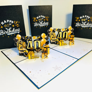40th Golden Happy Birthday with Presents Origami Pop Cards 3D Pop Up Greeting Card Thank You Handmade Gift Thinking of You Happy Birthday Occasion Australiana Celebrate the Beauty and Happiness During Special Day Best Wishes Gift