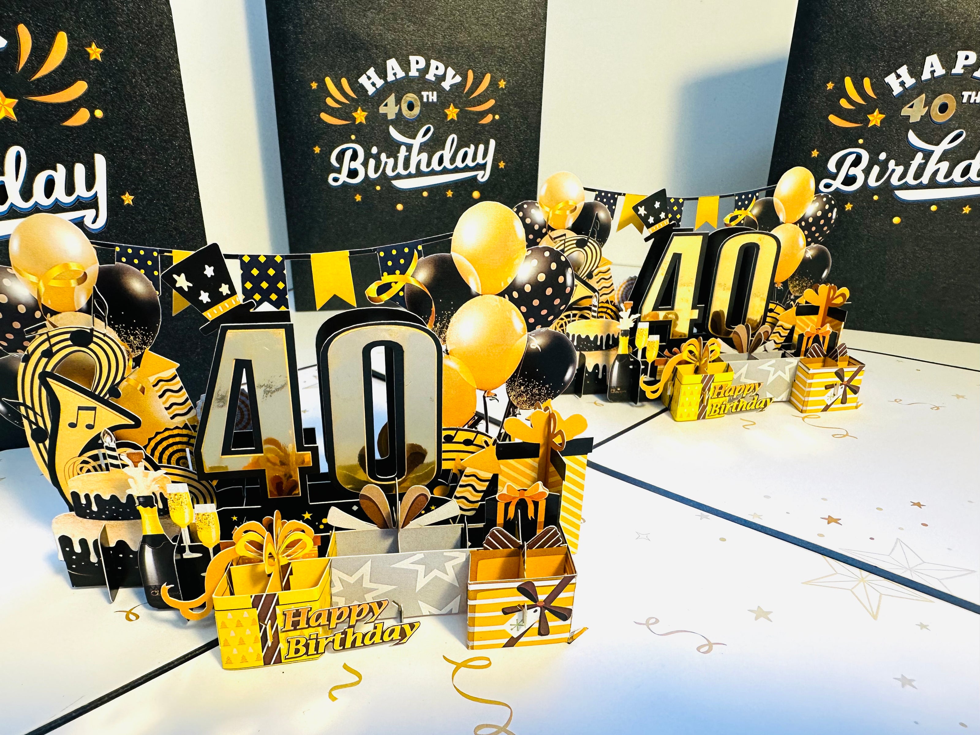 40th Golden Happy Birthday with Presents Origami Pop Cards 3D Pop Up Greeting Card Thank You Handmade Gift Thinking of You Happy Birthday Occasion Australiana Celebrate the Beauty and Happiness During Special Day Best Wishes Gift