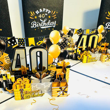 40th Golden Happy Birthday with Presents Origami Pop Cards 3D Pop Up Greeting Card Thank You Handmade Gift Thinking of You Happy Birthday Occasion Australiana Celebrate the Beauty and Happiness During Special Day Best Wishes Gift