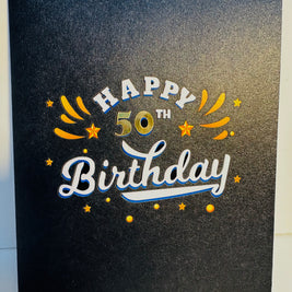 50th Golden Happy Birthday with Presents Origami Pop Cards 3D Pop Up Greeting Card Thank You Handmade Gift Thinking of You Happy Birthday Occasion Australiana Celebrate the Beauty and Happiness During Special Day Best Wishes Gift