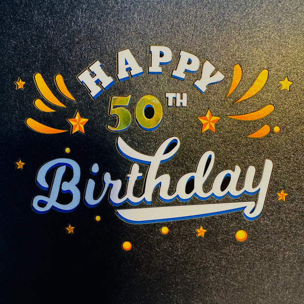 50th Golden Happy Birthday with Presents Origami Pop Cards 3D Pop Up Greeting Card Thank You Handmade Gift Thinking of You Happy Birthday Occasion Australiana Celebrate the Beauty and Happiness During Special Day Best Wishes Gift