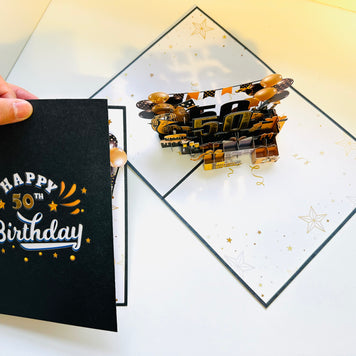 50th Golden Happy Birthday with Presents Origami Pop Cards 3D Pop Up Greeting Card Thank You Handmade Gift Thinking of You Happy Birthday Occasion Australiana Celebrate the Beauty and Happiness During Special Day Best Wishes Gift