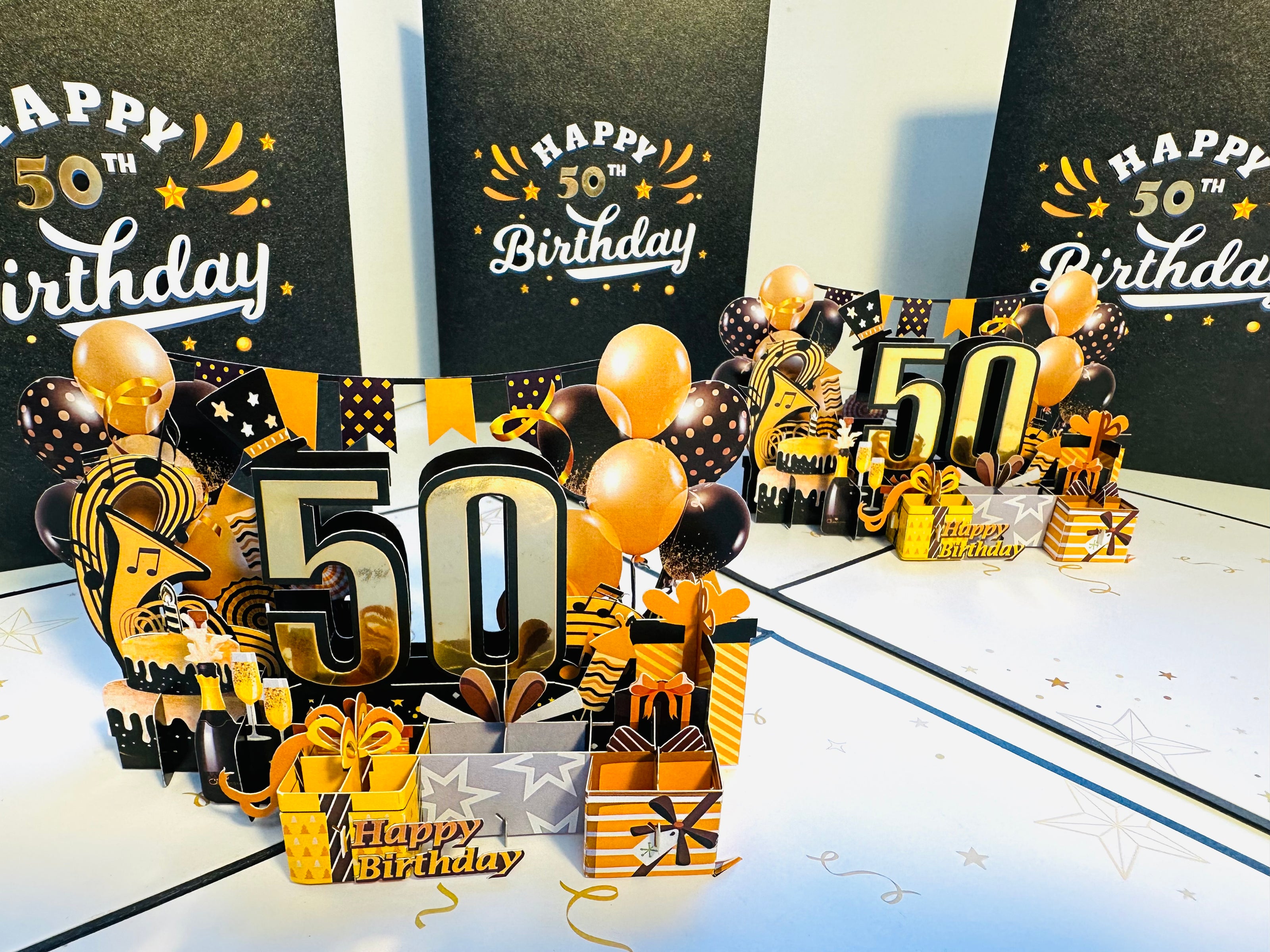 50th Golden Happy Birthday with Presents Origami Pop Cards 3D Pop Up Greeting Card Thank You Handmade Gift Thinking of You Happy Birthday Occasion Australiana Celebrate the Beauty and Happiness During Special Day Best Wishes Gift