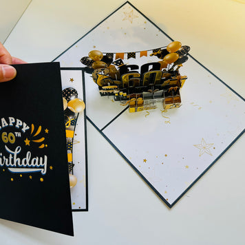 60th Golden Happy Birthday with Presents Origami Pop Cards 3D Pop Up Greeting Card Thank You Handmade Gift Thinking of You Happy Birthday Occasion Australiana Celebrate the Beauty and Happiness During Special Day Best Wishes Gift