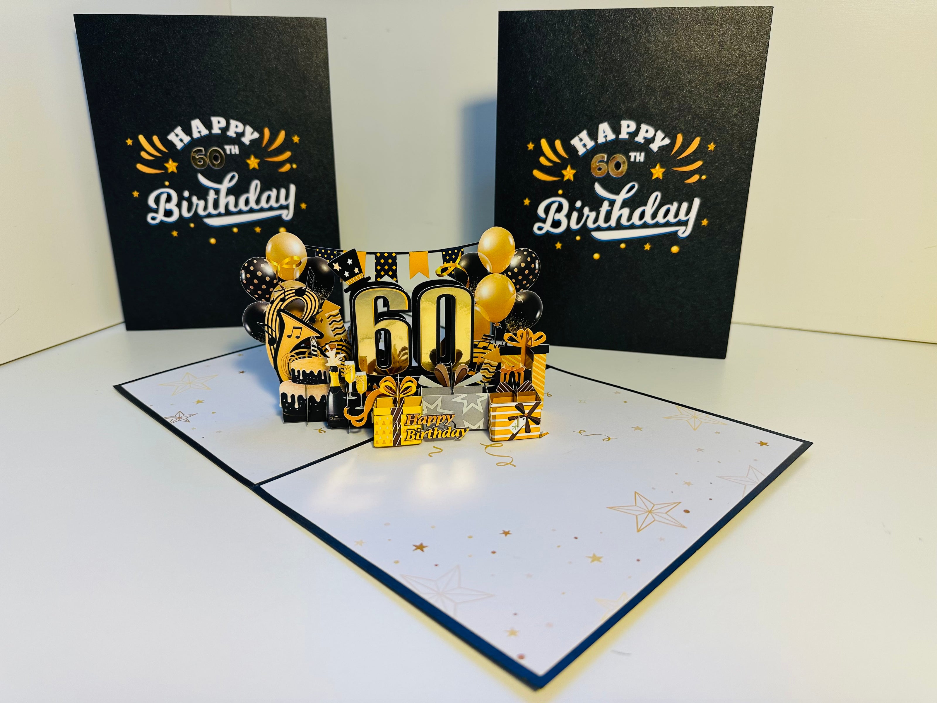 60th Golden Happy Birthday with Presents Origami Pop Cards 3D Pop Up Greeting Card Thank You Handmade Gift Thinking of You Happy Birthday Occasion Australiana Celebrate the Beauty and Happiness During Special Day Best Wishes Gift