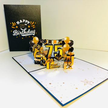 75th Golden Happy Birthday with Presents Origami Pop Cards 3D Pop Up Greeting Card Thank You Handmade Gift Thinking of You Happy Birthday Occasion Australiana Celebrate the Beauty and Happiness During Special Day Best Wishes Gift