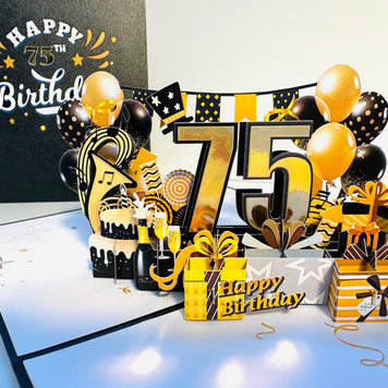 75th Golden Happy Birthday with Presents Origami Pop Cards 3D Pop Up Greeting Card Thank You Handmade Gift Thinking of You Happy Birthday Occasion Australiana Celebrate the Beauty and Happiness During Special Day Best Wishes Gift