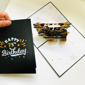 75th Golden Happy Birthday with Presents Origami Pop Cards 3D Pop Up Greeting Card Thank You Handmade Gift Thinking of You Happy Birthday Occasion Australiana Celebrate the Beauty and Happiness During Special Day Best Wishes Gift