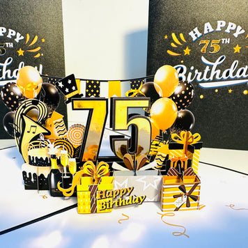 75th Golden Happy Birthday with Presents Origami Pop Cards 3D Pop Up Greeting Card Thank You Handmade Gift Thinking of You Happy Birthday Occasion Australiana Celebrate the Beauty and Happiness During Special Day Best Wishes Gift