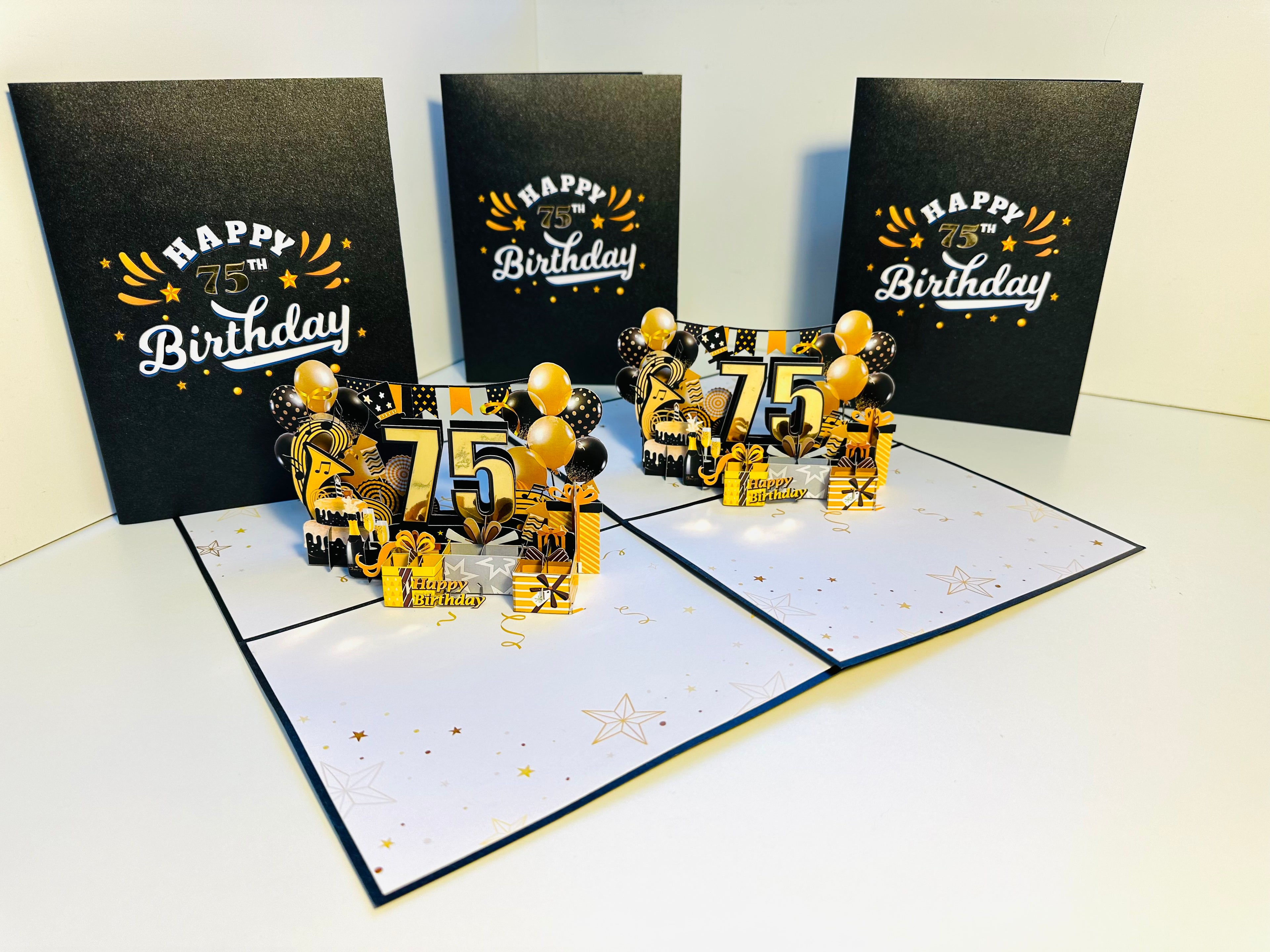 75th Golden Happy Birthday with Presents Origami Pop Cards 3D Pop Up Greeting Card Thank You Handmade Gift Thinking of You Happy Birthday Occasion Australiana Celebrate the Beauty and Happiness During Special Day Best Wishes Gift