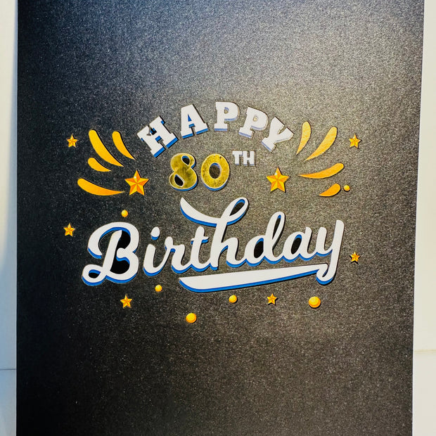 80th Golden Happy Birthday with Presents Origami Pop Cards 3D Pop Up Greeting Card Thank You Handmade Gift Thinking of You Happy Birthday Occasion Australiana Celebrate the Beauty and Happiness During Special Day Best Wishes Gift