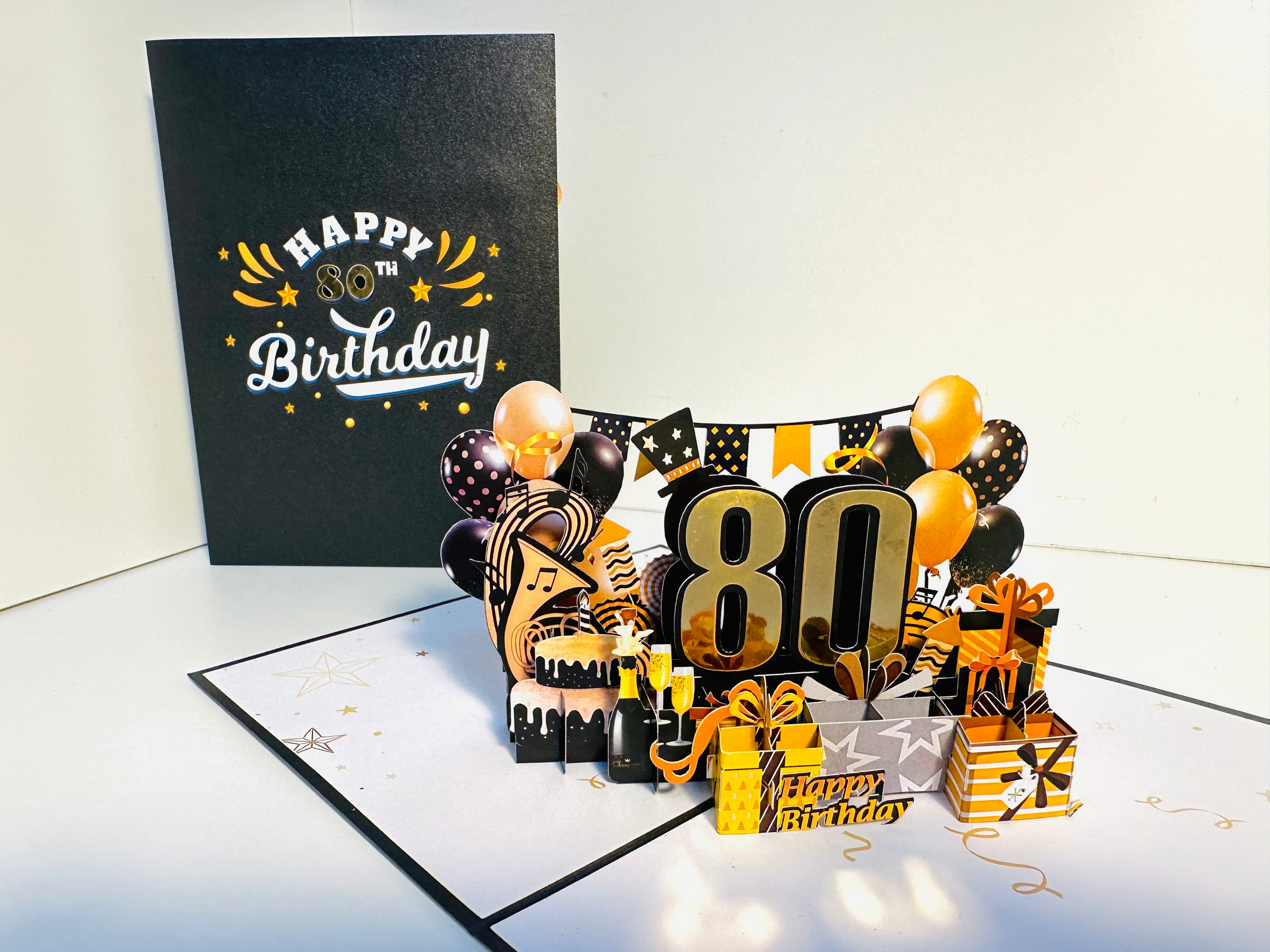 80th Golden Happy Birthday with Presents Origami Pop Cards 3D Pop Up Greeting Card Thank You Handmade Gift Thinking of You Happy Birthday Occasion Australiana Celebrate the Beauty and Happiness During Special Day Best Wishes Gift