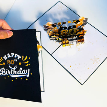 80th Golden Happy Birthday with Presents Origami Pop Cards 3D Pop Up Greeting Card Thank You Handmade Gift Thinking of You Happy Birthday Occasion Australiana Celebrate the Beauty and Happiness During Special Day Best Wishes Gift