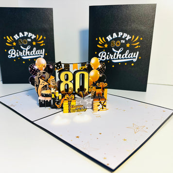 80th Golden Happy Birthday with Presents Origami Pop Cards 3D Pop Up Greeting Card Thank You Handmade Gift Thinking of You Happy Birthday Occasion Australiana Celebrate the Beauty and Happiness During Special Day Best Wishes Gift
