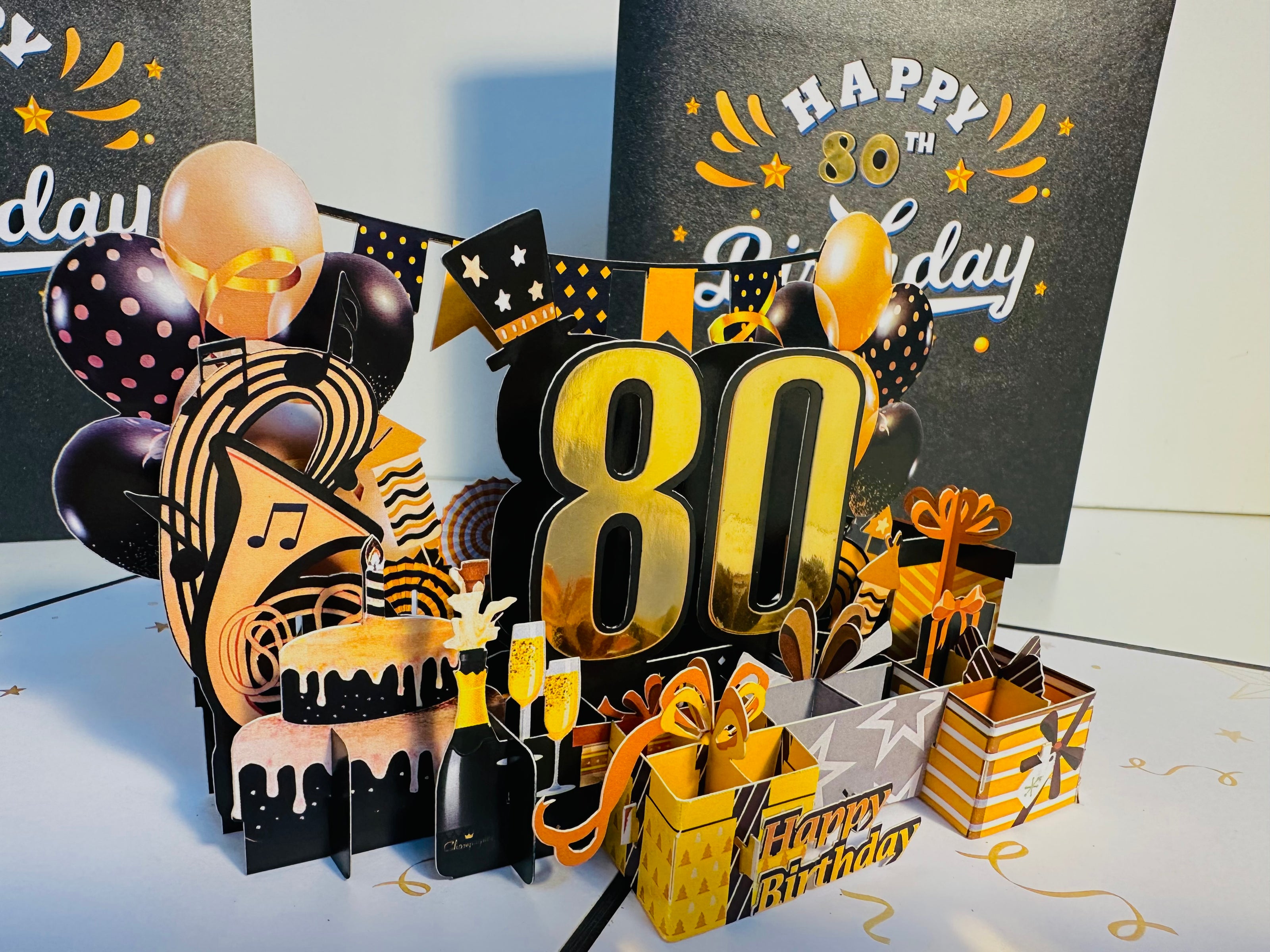 80th Golden Happy Birthday with Presents Origami Pop Cards 3D Pop Up Greeting Card Thank You Handmade Gift Thinking of You Happy Birthday Occasion Australiana Celebrate the Beauty and Happiness During Special Day Best Wishes Gift