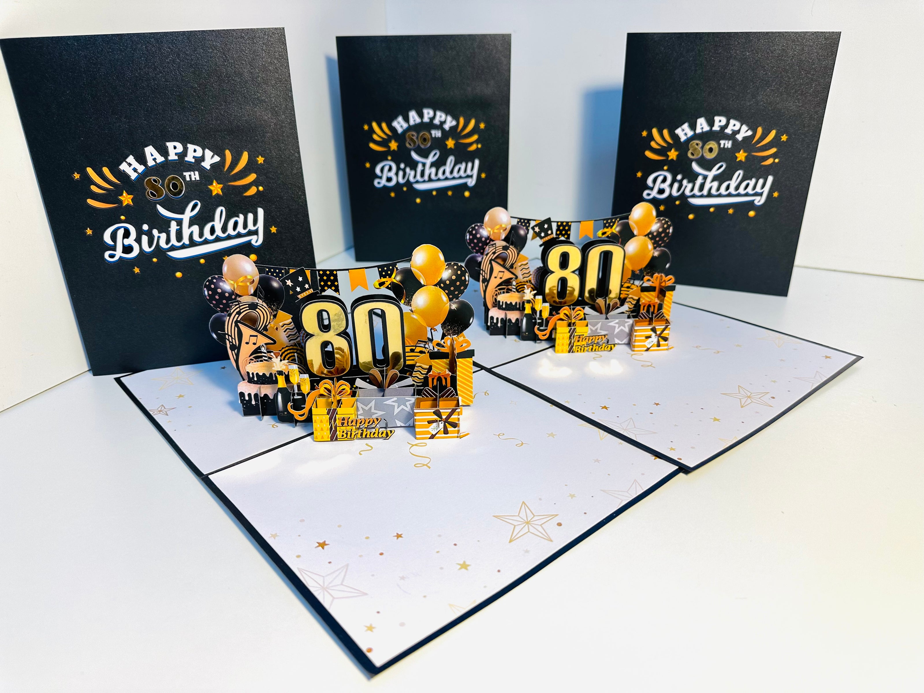 80th Golden Happy Birthday with Presents Origami Pop Cards 3D Pop Up Greeting Card Thank You Handmade Gift Thinking of You Happy Birthday Occasion Australiana Celebrate the Beauty and Happiness During Special Day Best Wishes Gift