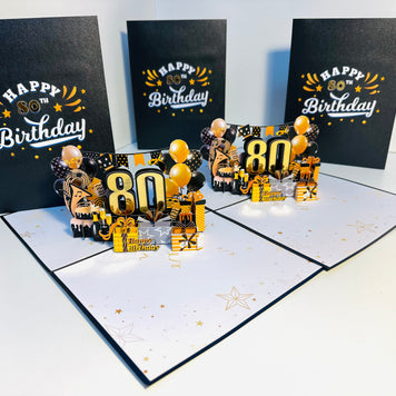 80th Golden Happy Birthday with Presents Origami Pop Cards 3D Pop Up Greeting Card Thank You Handmade Gift Thinking of You Happy Birthday Occasion Australiana Celebrate the Beauty and Happiness During Special Day Best Wishes Gift