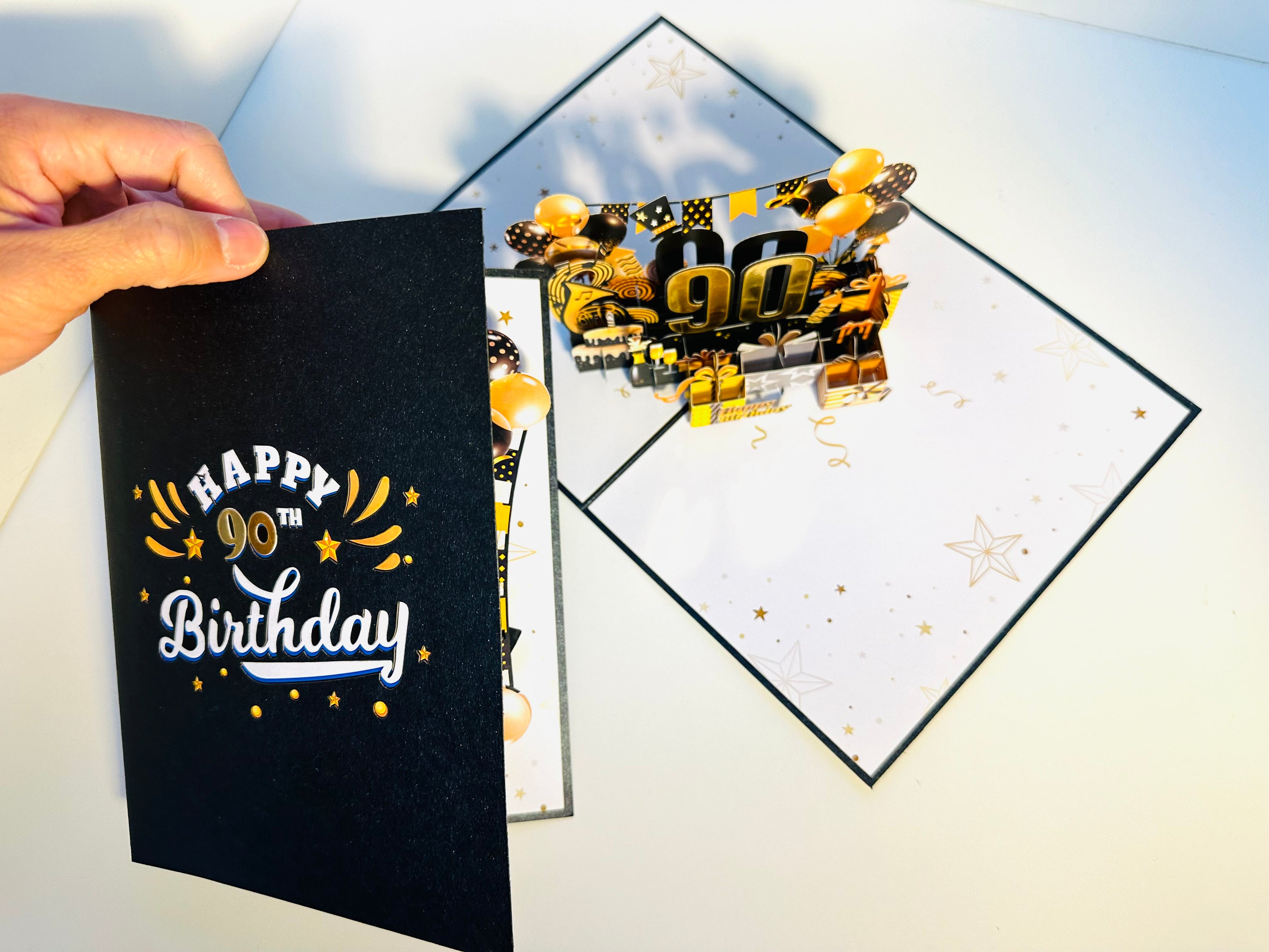 90th Golden Happy Birthday with Presents Origami Pop Cards 3D Pop Up Greeting Card Thank You Handmade Gift Thinking of You Happy Birthday Occasion Australiana Celebrate the Beauty and Happiness During Special Day Best Wishes Gift