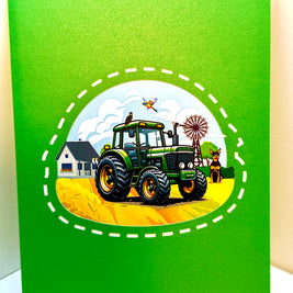 🚜 A Green Tractor with Australian Farm & Animals - Perfect for Young Farmers or Kids Origami Pop Cards 3D Pop Up Greeting Card Celebrate Happy Birthday Thank You Handmade Best Wishes Gift Thinking of You Blank Card for Any Occasion Happy Father's Day