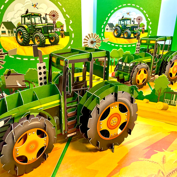 🚜 A Green Tractor with Australian Farm & Animals - Perfect for Young Farmers or Kids Origami Pop Cards 3D Pop Up Greeting Card Celebrate Happy Birthday Thank You Handmade Best Wishes Gift Thinking of You Blank Card for Any Occasion Happy Father's Day
