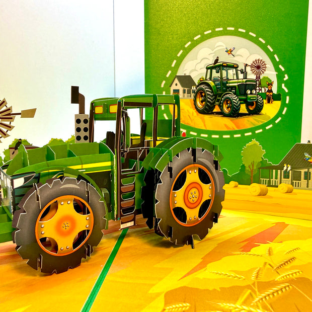 🚜 A Green Tractor with Australian Farm & Animals - Perfect for Young Farmers or Kids Origami Pop Cards 3D Pop Up Greeting Card Celebrate Happy Birthday Thank You Handmade Best Wishes Gift Thinking of You Blank Card for Any Occasion Happy Father's Day