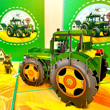 🚜 A Green Tractor with Australian Farm & Animals - Perfect for Young Farmers or Kids Origami Pop Cards 3D Pop Up Greeting Card Celebrate Happy Birthday Thank You Handmade Best Wishes Gift Thinking of You Blank Card for Any Occasion Happy Father's Day