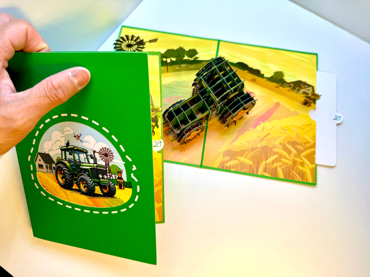 🚜 A Green Tractor with Australian Farm & Animals - Perfect for Young Farmers or Kids Origami Pop Cards 3D Pop Up Greeting Card Celebrate Happy Birthday Thank You Handmade Best Wishes Gift Thinking of You Blank Card for Any Occasion Happy Father's Day