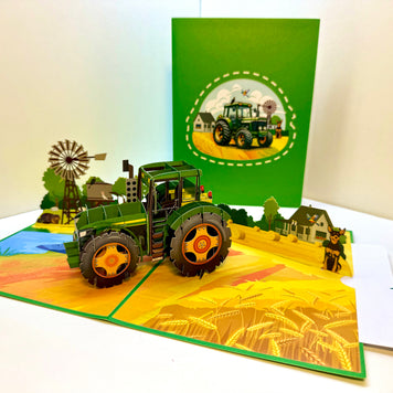 🚜 A Green Tractor with Australian Farm & Animals - Perfect for Young Farmers or Kids Origami Pop Cards 3D Pop Up Greeting Card Celebrate Happy Birthday Thank You Handmade Best Wishes Gift Thinking of You Blank Card for Any Occasion Happy Father's Day