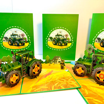 🚜 A Green Tractor with Australian Farm & Animals - Perfect for Young Farmers or Kids Origami Pop Cards 3D Pop Up Greeting Card Celebrate Happy Birthday Thank You Handmade Best Wishes Gift Thinking of You Blank Card for Any Occasion Happy Father's Day
