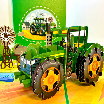 🚜 A Green Tractor with Australian Farm & Animals - Perfect for Young Farmers or Kids Origami Pop Cards 3D Pop Up Greeting Card Celebrate Happy Birthday Thank You Handmade Best Wishes Gift Thinking of You Blank Card for Any Occasion Happy Father's Day